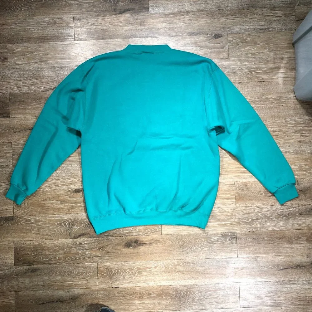 Vintage 90’s Large Walt Disney World Crewneck Teal Blue Green Sweatshirt Logo - Picture 3 of 5